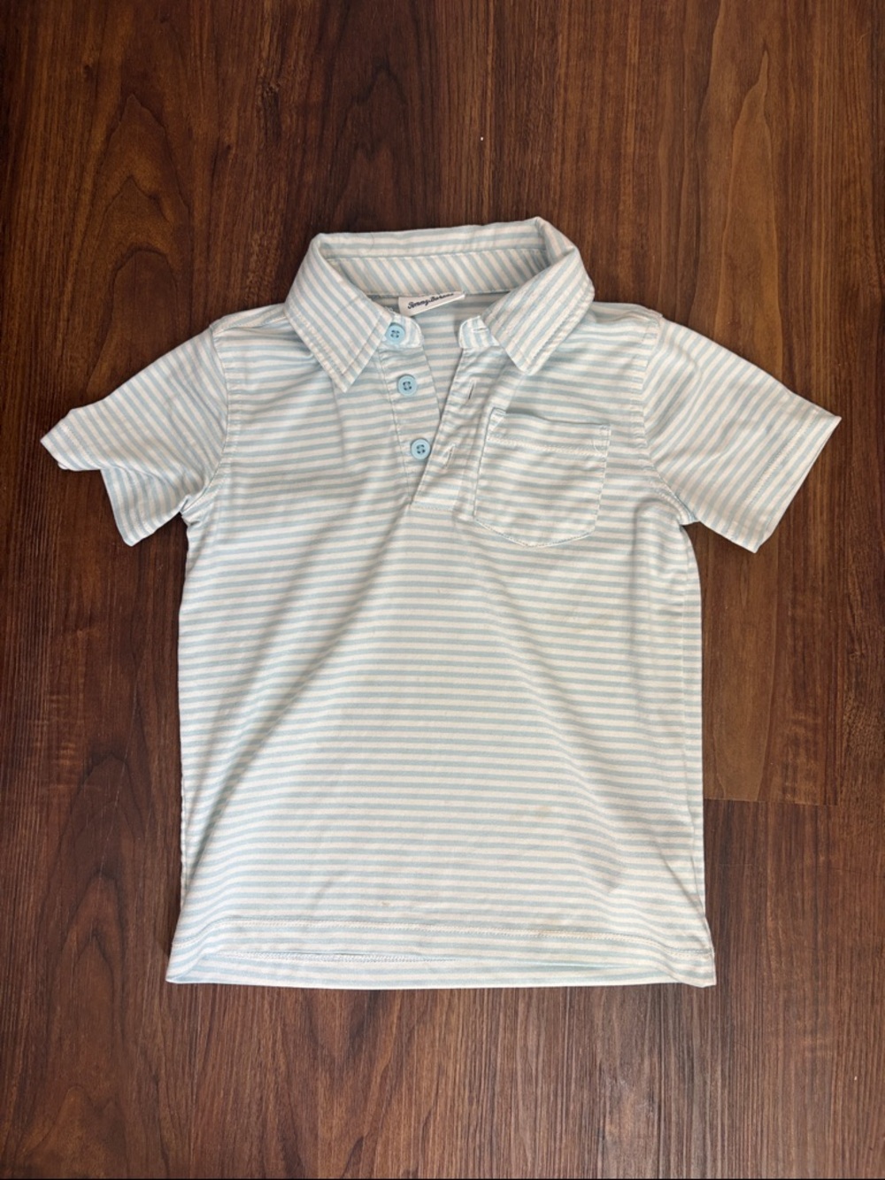 Tommy Bahama Light Blue and White Striped Polo